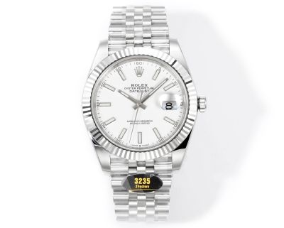 Rolex Datejust 3235 Movement 41mm 904L Steel Fluted Bezel Index White Face Jubilee Band Watch